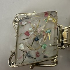 VTG 1950s PAM Confetti Lucite Jewelry Set Bracelet Necklace Earrings Gold Tone