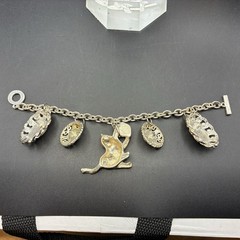 Vintage Pearly & Silver Trinkets On White-Hot Summer Silver Bracelet + Kitty CAT