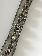 Judy Lee 3 Strand Goldette Slide Bracelet Victorian Revival Silver Tone 7″ Vtg
