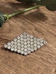 Vintage Silver Tone Clear Rhinestone Pave Diamond Shape Brooch Pin
