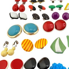 Vtg Earrings Lot of 44 Pairs Clip-on Screw-backs Lucite Acrylic Resin Mod Retro