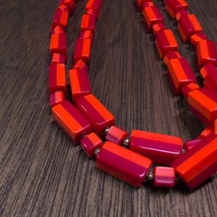 Vintage Red/Orange Necklace 56″in Long.
