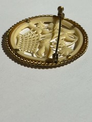 1940’s CELLULOID BASKET OF FLOWERS BROOCH Trombone Clasp
