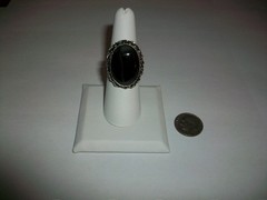 Vintage Black Onyx Oval Ring in 925 Sterling Silver Size 6 1/2