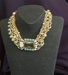 ABS Allen Schwartz Multi Chain Rhinestone Statement Necklace