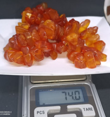 Necklace made of natural beautiful cognac amber weight 74 grams.