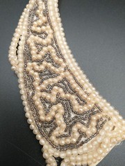 Vtg MCM Faux Pearl Gray Seed Bead Collar Necklace Steampunk Costume Jewelry