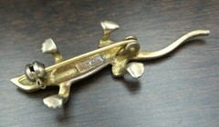 Stylish Vintage German Theodor Klotz 835 Coin Silver & Rhinestone Lizard Brooch