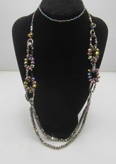 Aurora Borealis Crystal Iridescent Necklace 36”