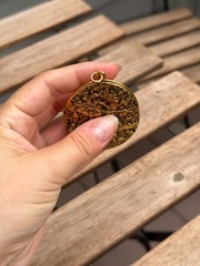 Unmarked Vintage Revlon Locket – 1500’s Village Scene Locket Pendant Goldtone
