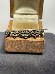 Antique Victorian Flat Top Bohemian Garnet Cluster Bar Brooch