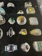 48 Vintage Rings Resellers Mixed Lot-amethyst,citrine ,CZ, Agate, 925 Silver