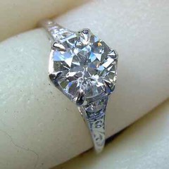 Original EARTH MINED DIAMOND ART Deco Engagement Ring Vintage Platinum Solitaire
