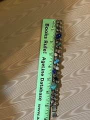 Pot Metal MCM Chain Bracelet Semi- Precious Gems Pronged Cabochon Set