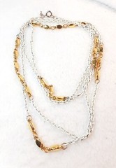 ** RARE Vintage Crown Trifari White & Goldtone Station Necklace – 56 In. **