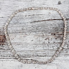 VINTAGE TENNIS BRILLIANT CZ STERLING SILVER 925 CHAIN NECKLACE 17 1/2″ STUNNING