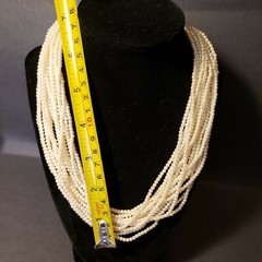CAROL LEE VINTAGE MULTI STRAND FAUX PEARL NECKLACE GOLD TONE CLASP 16 STRANDs