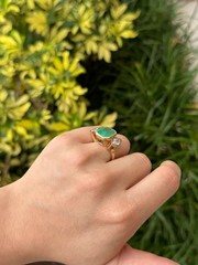 Art Deco 4.10 Ct Natural Emerald Antique Vintage Wedding Ring 14K Yellow Gold FN