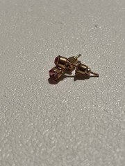 Vintage Pink Rhinestone Stud Earrings Gold Tone Bezel Cup Solitaire Bullet Back