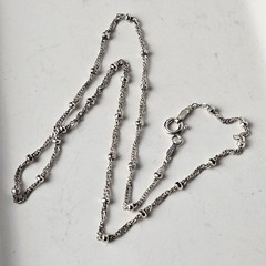 Vintage Italy 925 Sterling Silver Fancy Bead Chain Necklace 15.5″L – 3.32g