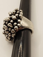 Vintage Nepal Perruque Modernist Pewter Ring Size 9 Large 4cm Statement Sputnik