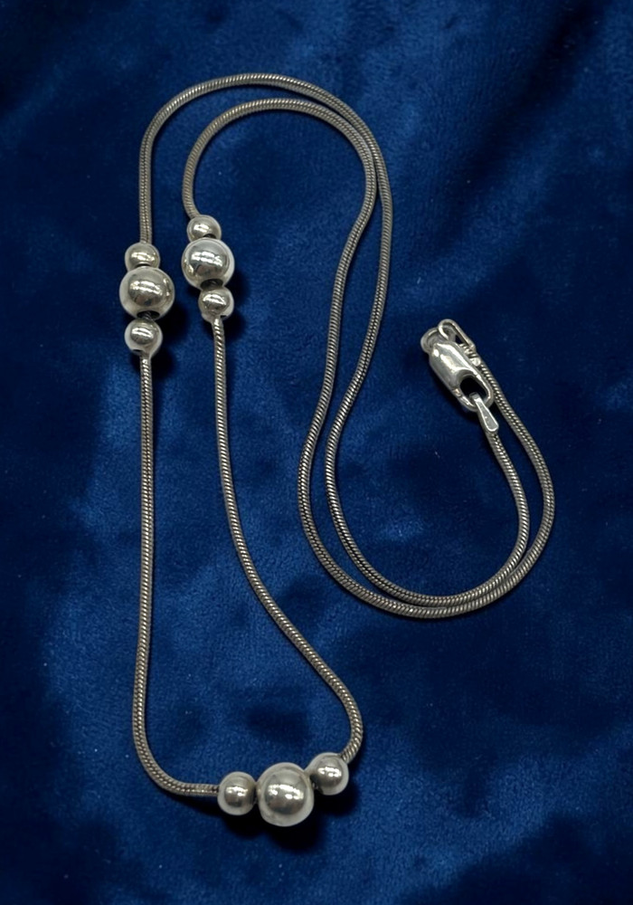 VTG FAS Italy 925 Sterling Silver 4-6mm Ball Bead snake chain 18″ necklace 5.7g
