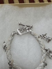 BURBERRY STERLING SILVER 925 CHARM WATCH BRACELET W/ 7 CHARMS