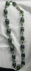Beautiful 22” Iridescent Green /Black Lucite W/AB Spacers Necklace – W. Germany
