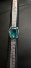 Antique NEMCO 1920s Art Deco Ring Filigree Silver Plate Glass-Topaz Emerald Cut