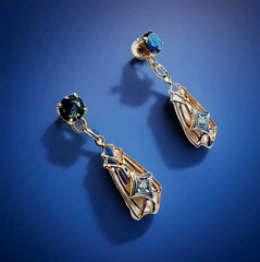 Original REAL SAPPHIRE DIAMOND Deco Earrings Gatsby era Vintage Dangles 14K GOLD