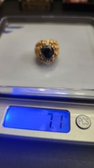 Vintage 18k Gold Ornate Hematite Size 4 ring 1960’s Corletto Italy 7.1 Grams