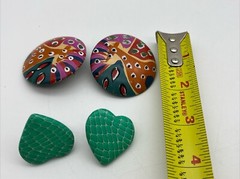 1980s-1990s Vintage Earrings Lot of 12 Pair Fashion Costume Jewelry Wood Beaded