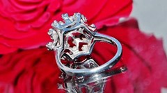 14k white gold sz 6.5 ring 1.00ct natural, treated emerald 1890s Italian 4.7gr