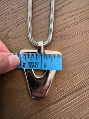 LANVIN PARIS Vintage Pendant Necklace Silver Tone Metal Geometric