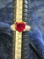 VTG Yellow Gold-Plated Clear CZ Cubic Zirconia & Red Stone Cocktail Size 10 Ring