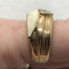 Vintage Signed 18K HGE Gold Plated Cream Enamel Rhinestone Ring varied sizes