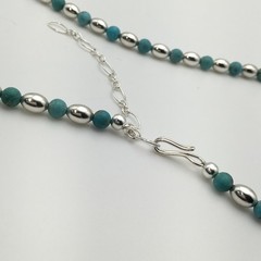 Silver Schark Handmade Sterling Silver & Turquoise Choker Necklace 16-19″ #41