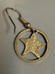 Vintage Bahama 1 Cent Cut Coin Starfish Earrings