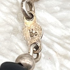 Vintage Heart Necklace Sterling Silver Black Heart Y Drop 17″