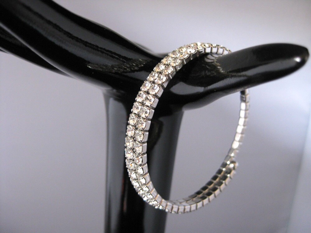 Silver metal crystal women’s bangle bracelet – Fits all wrists