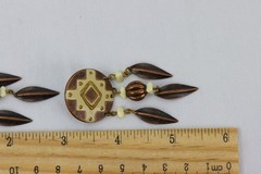 Copper Disc Necklace & Feather/Shield Enameled Copper Earrings LOT