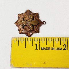 Vintage Copper & Brass Fleur De Lis Pendant Charm