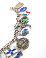 .Vintage Sterling & .800 Silver Charms From Around The World Bracelet 27.2g