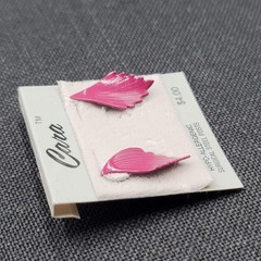 Vintage Cara Burgundy Wine Enamel Pierced Earrings New Old Stock NOS Prop 1″
