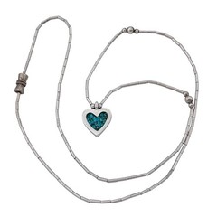 Vintage Sterling Silver 925 Turquoise Heart Necklace 16.5″