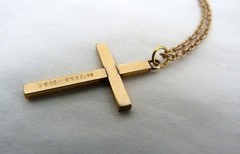 VTG BATES & BACON GOLD FILLED ENGRAVE CROSS PENDANT CHAIN NECKLACE 1st COMMUNION