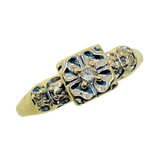 Vintage 10K Gold 3 Stone Diamond Engagement Ring