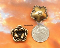 #4008 SMALL ANTIQUED GOLD 3-D ROSE COMPONENT – 2 Pc Lot