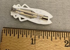 Vintage French Plastic Rhinestone Lucky Cicada Brooch Gold Painted Insect 1.5″