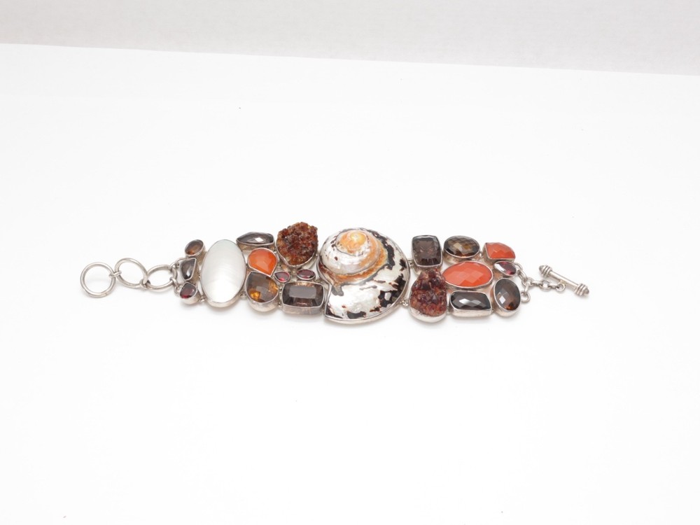 Vintage Sterling Silver Bracelet Natural stone MODERN ART